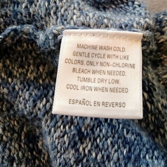 Style & Co. Womens Sweater Size Large Blue White V Neck Pockets - Picture 5 of 6